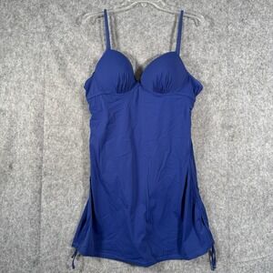 Spanx Love Your Assets Swimdress XL Black Ruched Push-Up Tankini Swimsuit Beach‎